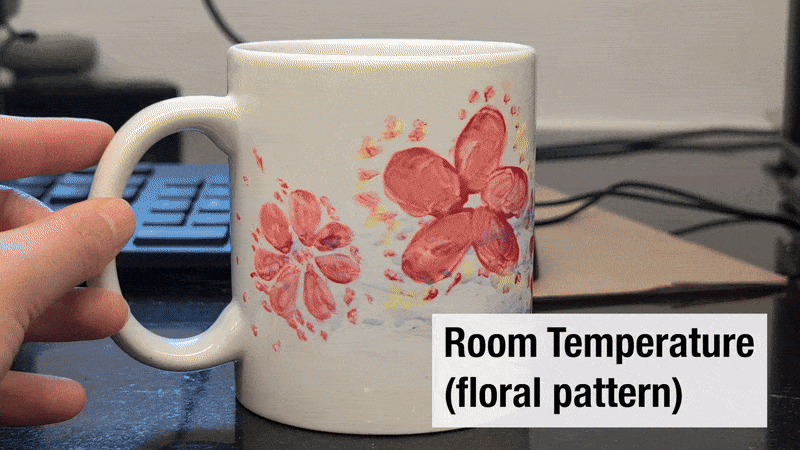 floral pattern change to tide pattern upon adding hot water